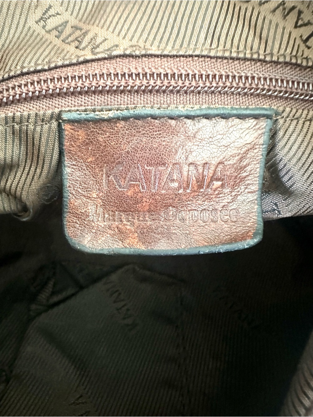 VTG Katana Brown Distressed Leather Shoulder Bag Hobo - Picture 8 of 8